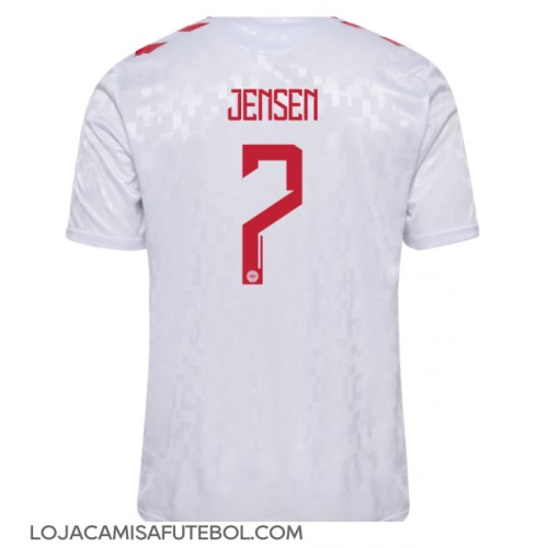 Camisa de Futebol Dinamarca Mathias Jensen #7 Equipamento Secundário Europeu 2024 Manga Curta